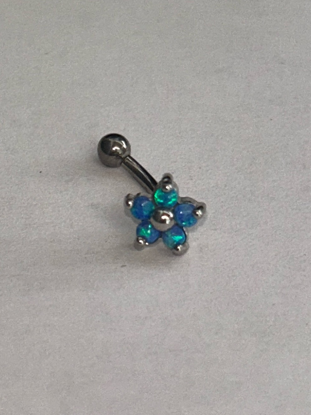 Blue Opal Flower eyebrow ring - Titanium